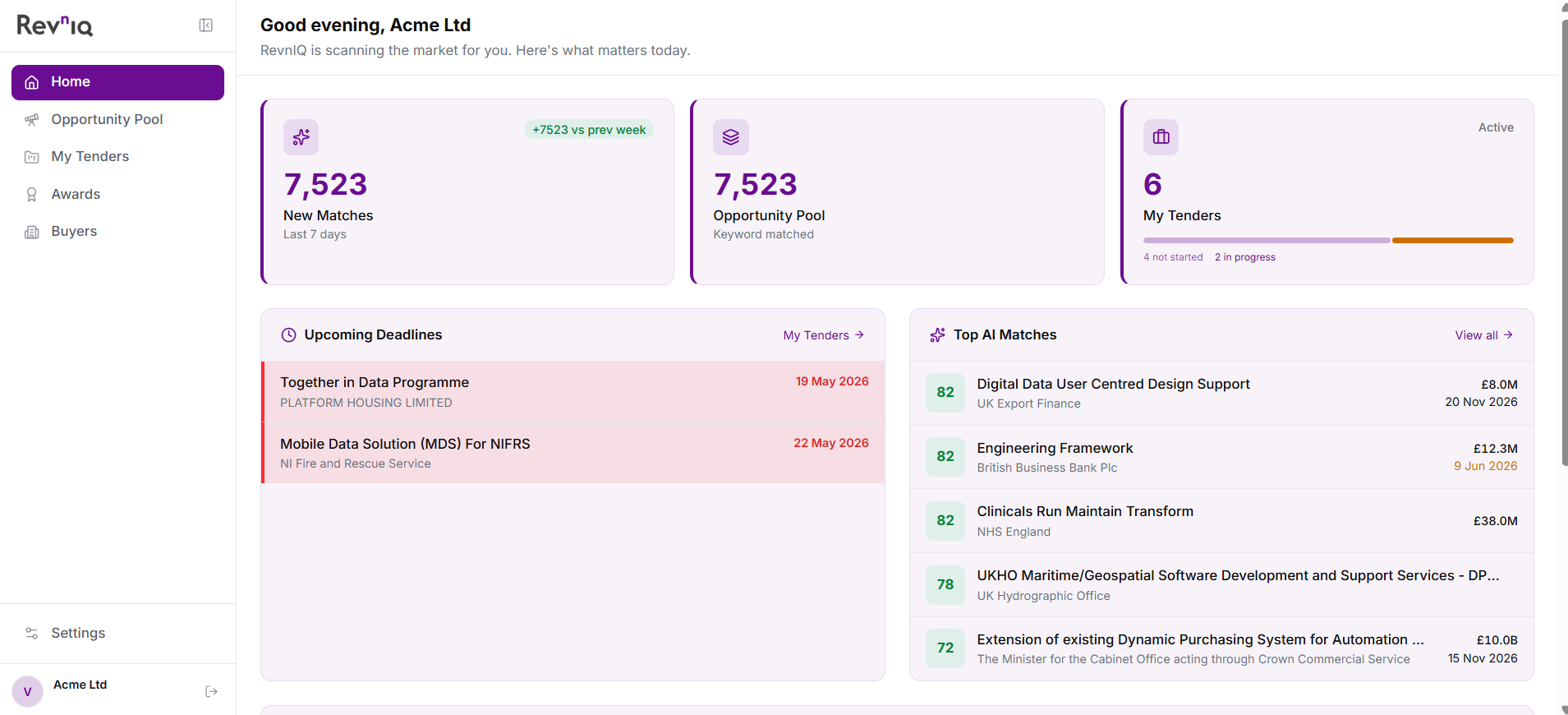 Discover — Every UK tender, every day, in one feed.